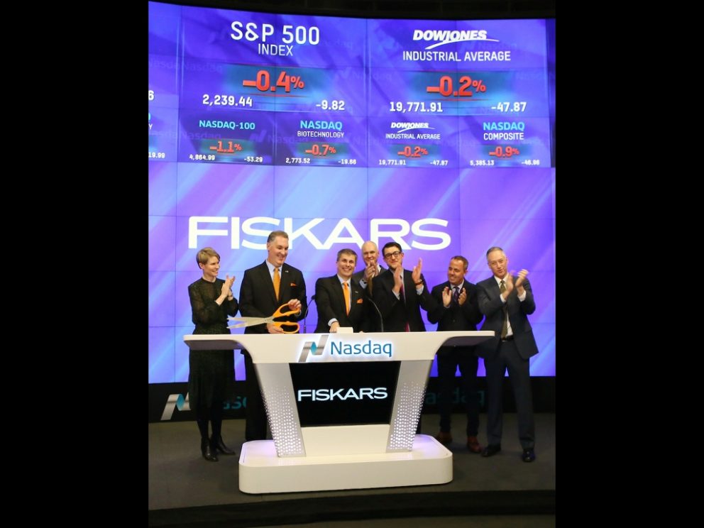 Fiskars executives, pictured from left to right, Rob Kass, President of Gerber, Maija Taimi, Head of Corporate Communications and Corporate Responsibility, Paul Tonnesen, President of Functional Americas, Kari Kauniskangas, President and CEO, Teemu Kangas