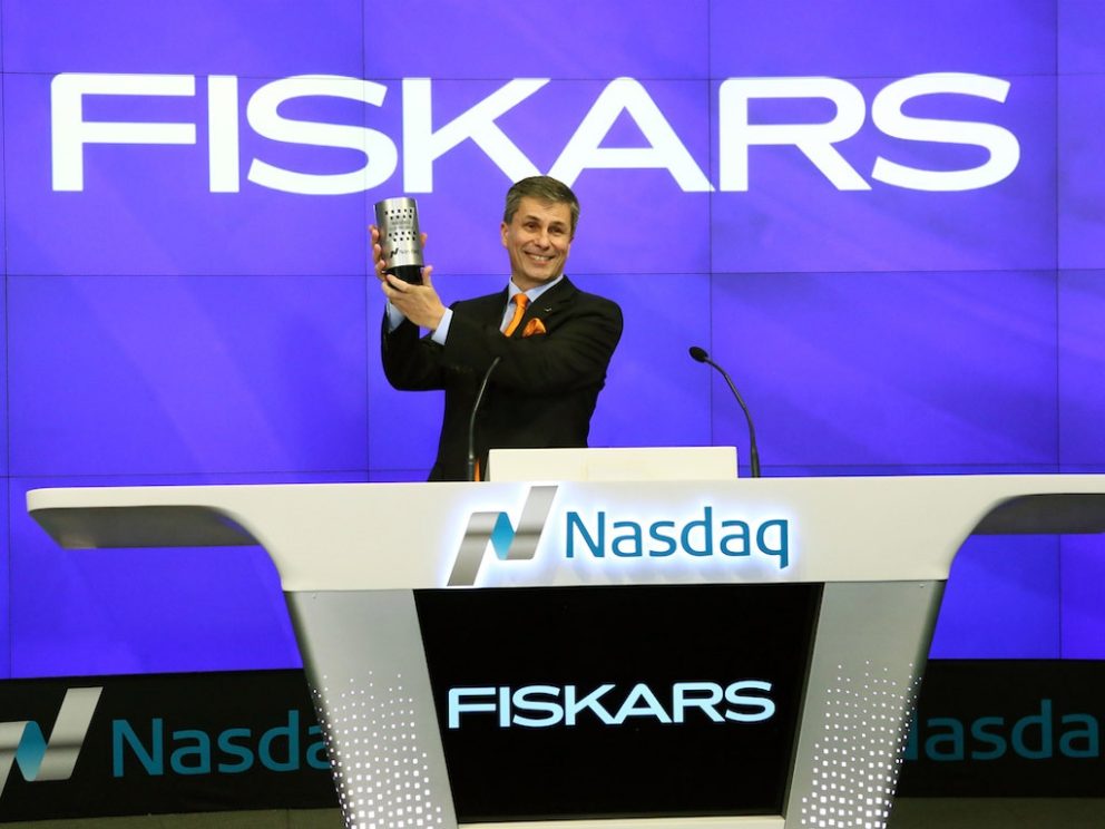Kari Kauniskangas, President and CEO, Fiskars Corporation, is presented with a NASDAQ Closing Bell Crystal commemorative gift before ringing the closing bell on the last trading day of the year at the NASDAQ Marketsite in New York's Times Square on F